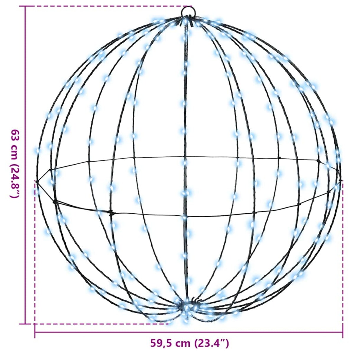 vidaXL Piłka z 384 diodami LED 2 pcs Zimna biel 60 cm Metal