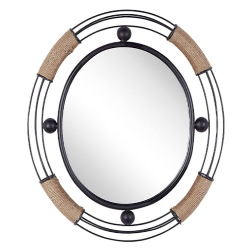 Metalowe lustro ścienne 55 x 50 cm czarne MOULINS