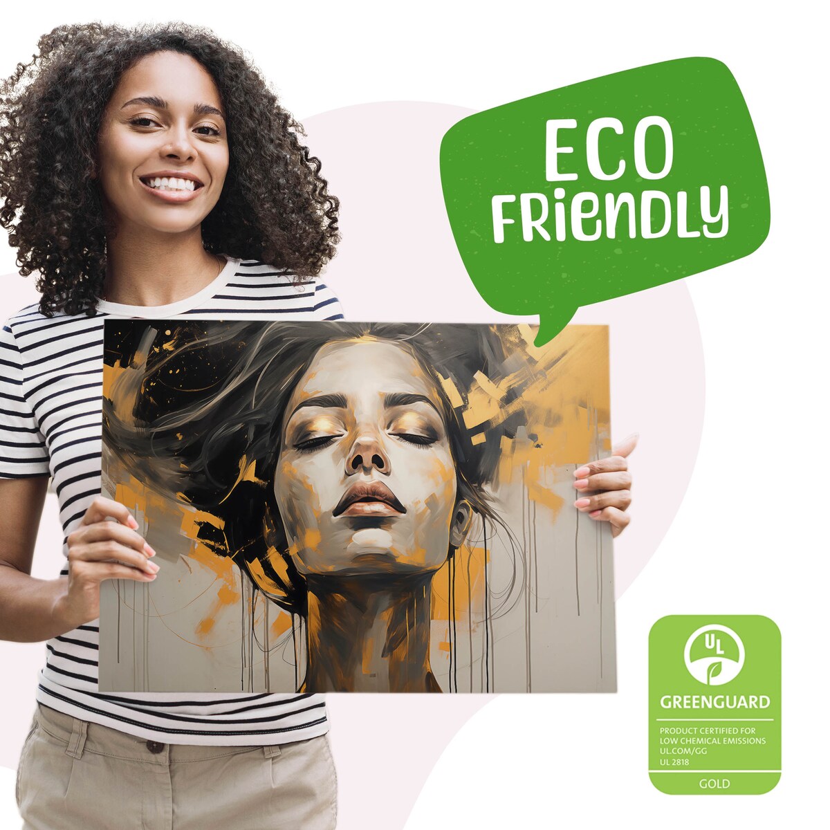 Obraz Ścienny Do Salonu Abstrakcja Kobiecy Portret Styl Glamour 70x50cm