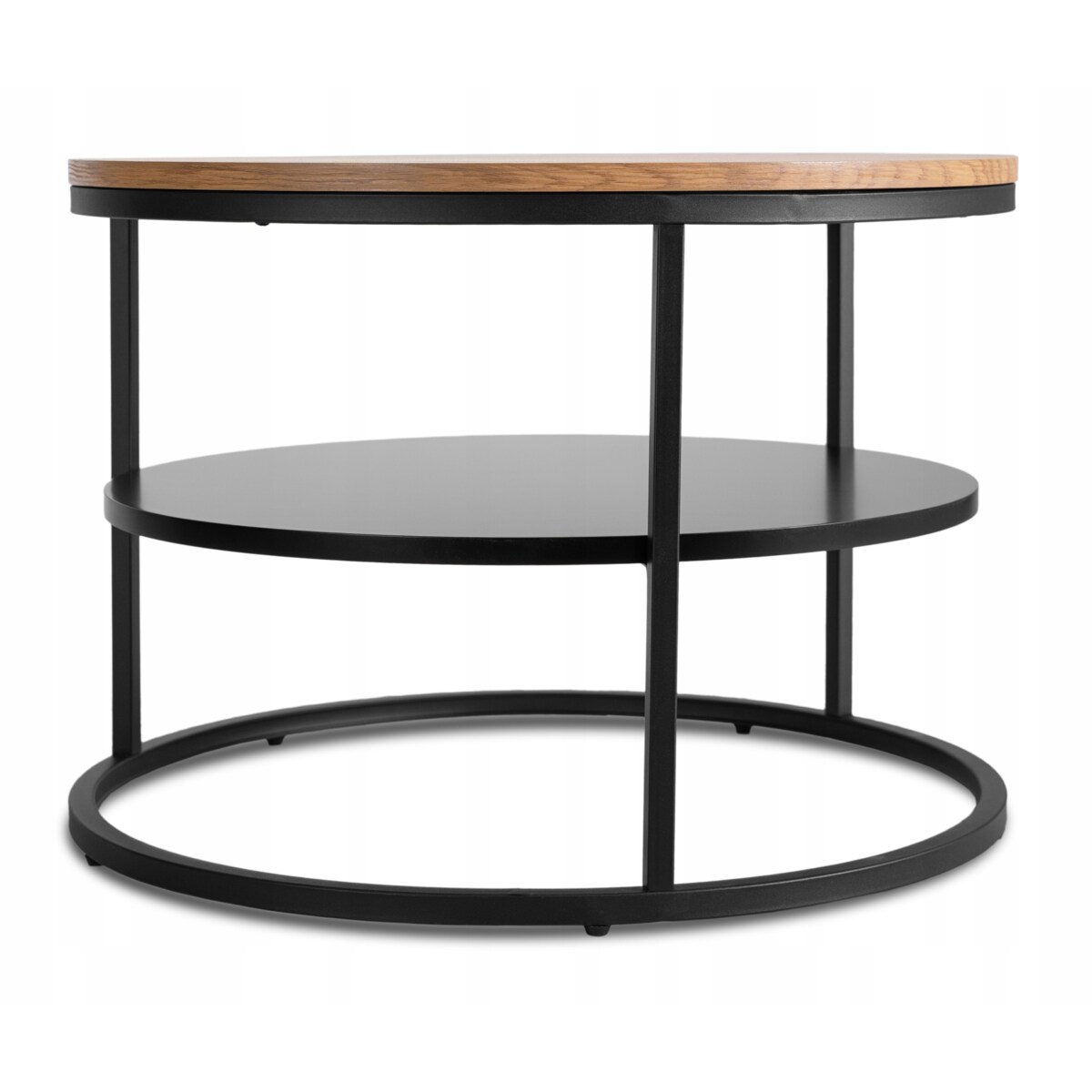 Stolik Kawowy Okrągły Loft Ława Okrągła Dąb Czarny Industrialny BEST