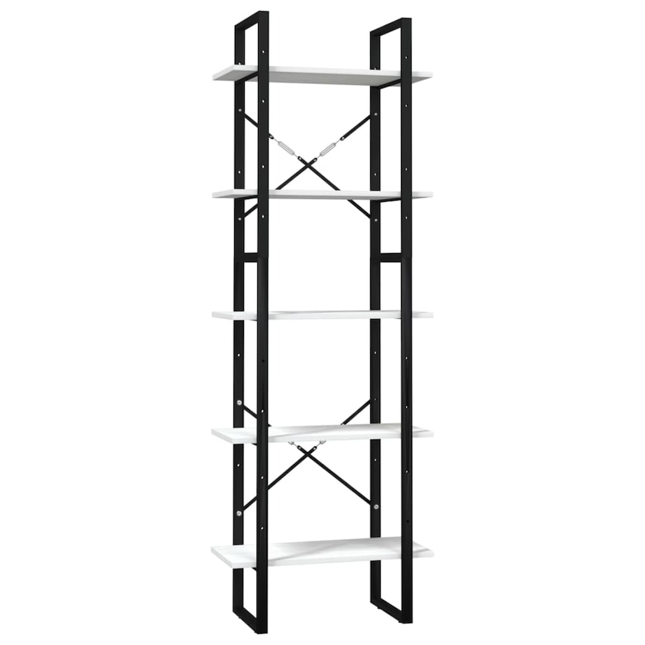 vidaXL 5-poziomowy regał na książki, biały, 60x30x175 cm, sosnowy