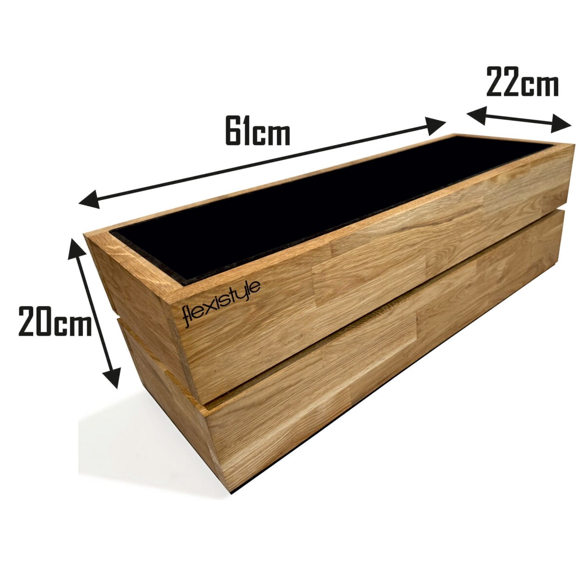 Donica drewniana dębowa na taras do salonu 60x20x20cm