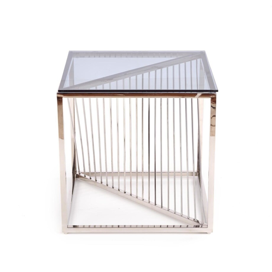 STOLIK KAWOWY Infinity S SZKLANY BLAT stalowa podstawa