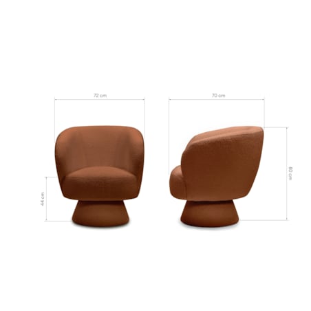 Fotel obrotowy 80x72x70 cm bouclé Nalf - V miedziany
