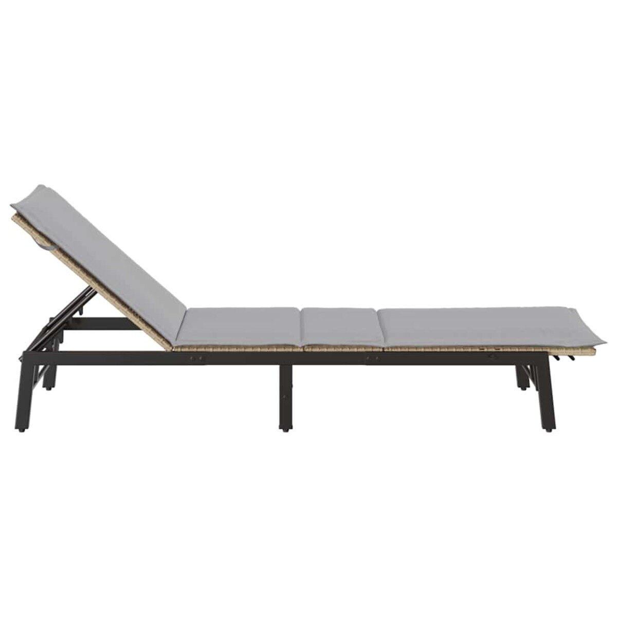 vidaXL Leżak z poduszką, beżowy, polirattan