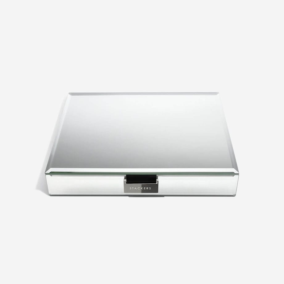 Szkatułka na biżuterię Stackers classic velvet szklana z pokrywką z czarną wyściółką