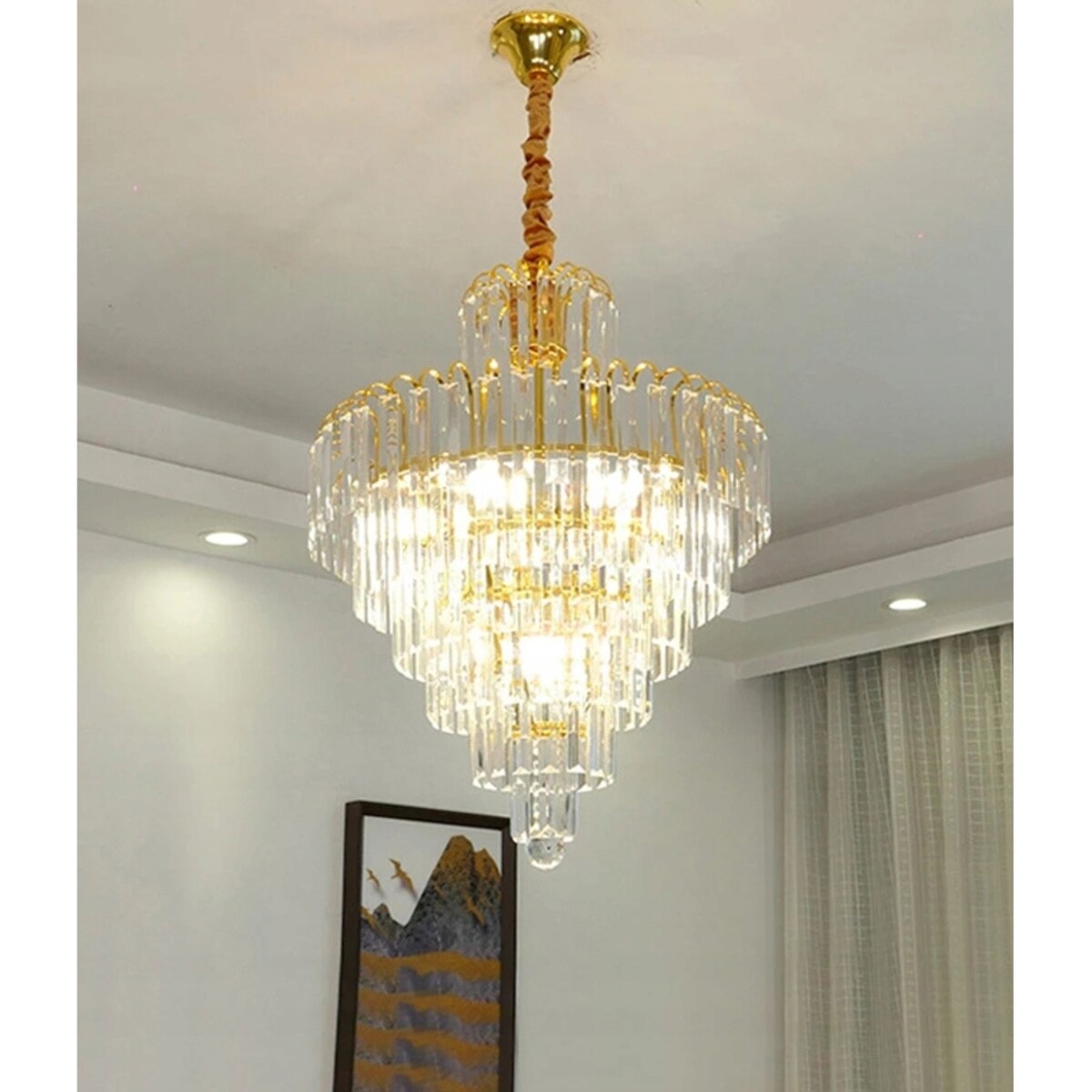 Lampa Wisząca Glamour Kryształowa Gold Złota E14