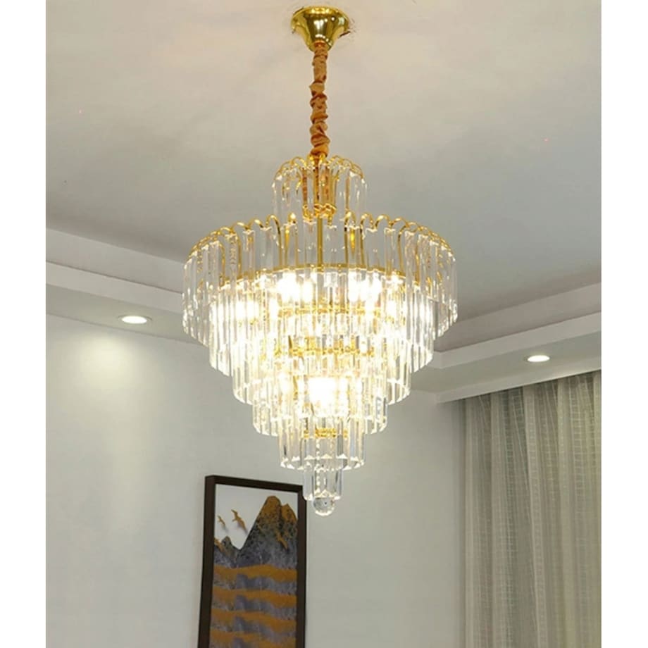 Lampa Wisząca Glamour Kryształowa Gold Złota E14