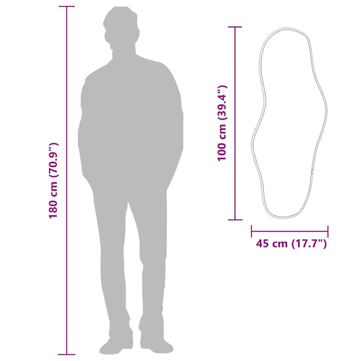 vidaXL Lustro ścienne, srebrne, 100x45 cm