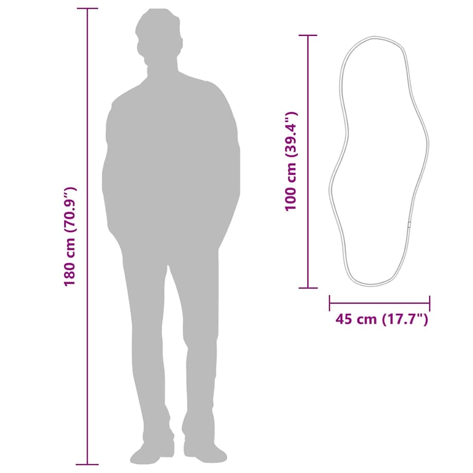 vidaXL Lustro ścienne, srebrne, 100x45 cm