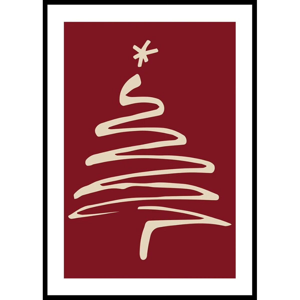 Poster Story, Plakat, Obraz - Choinka na Czerwonym Tle, wymiary 21 x 30 cm
