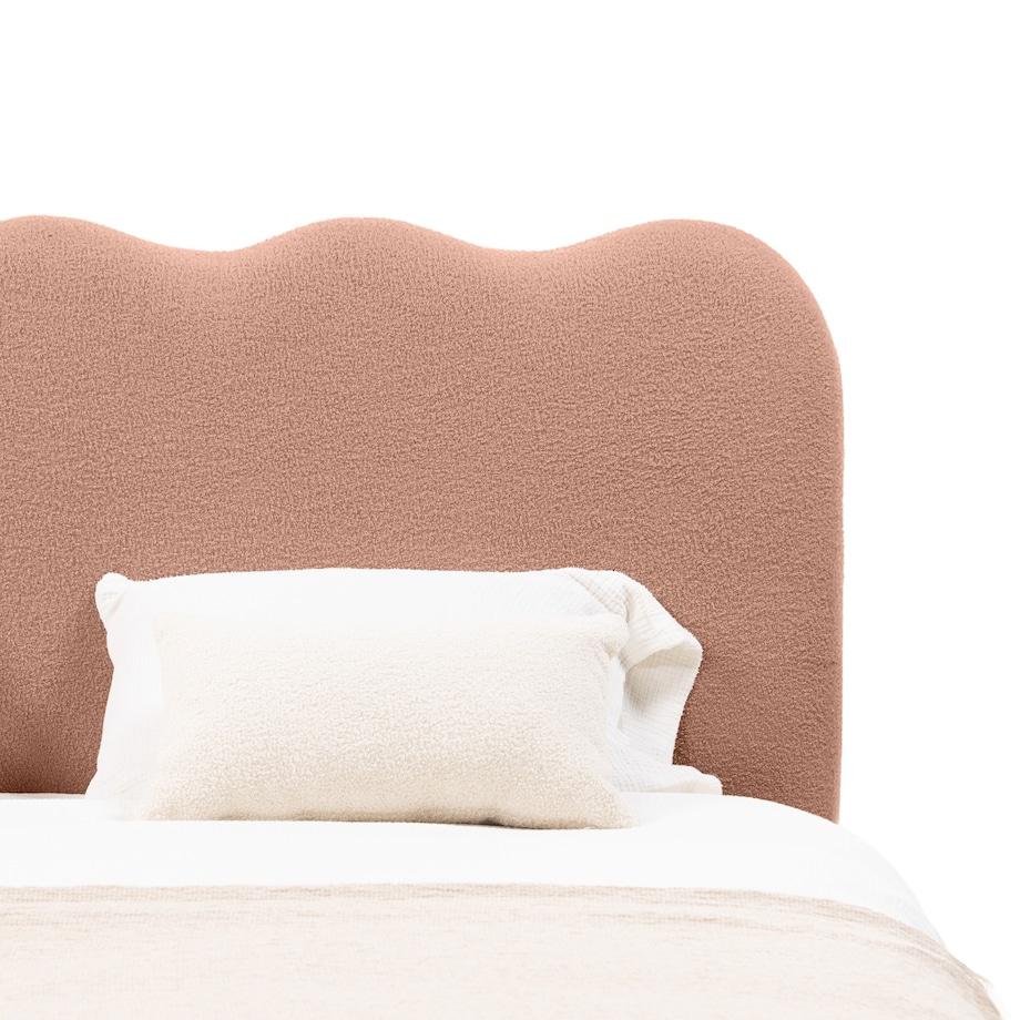 Łóżko 160x200 cm ze stelażem i pojemnikiem bouclé miedziane