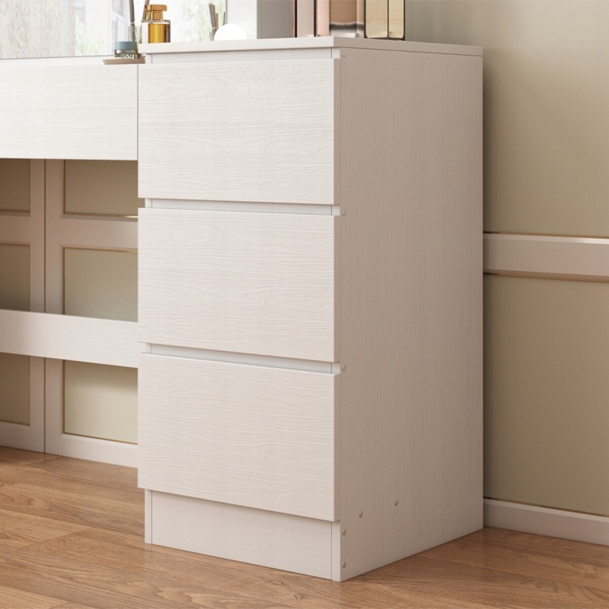 Toaletka z lustrem z szufladami biała do makijażu glamour nowoczesna loft