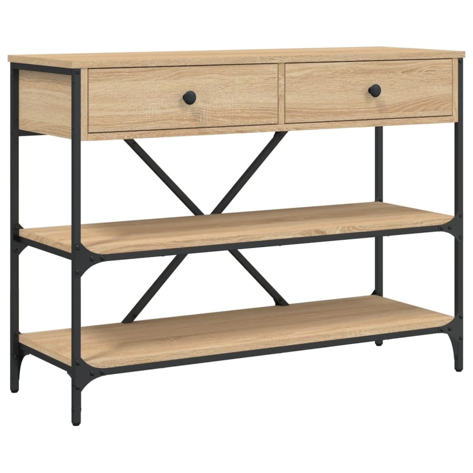 vidaXL Stolik konsolowy z szufladami i półkami, dąb sonoma