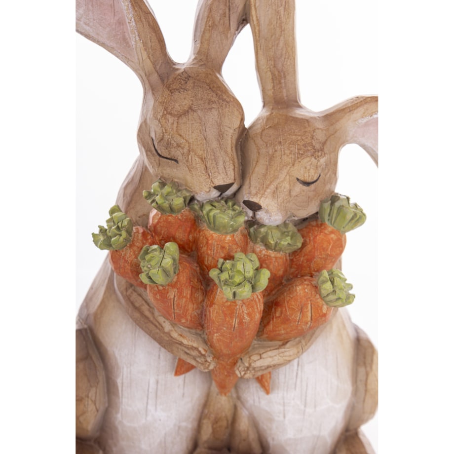 Dekoracja - para brązowych króliczków z marchewkami 32x20x15 cm