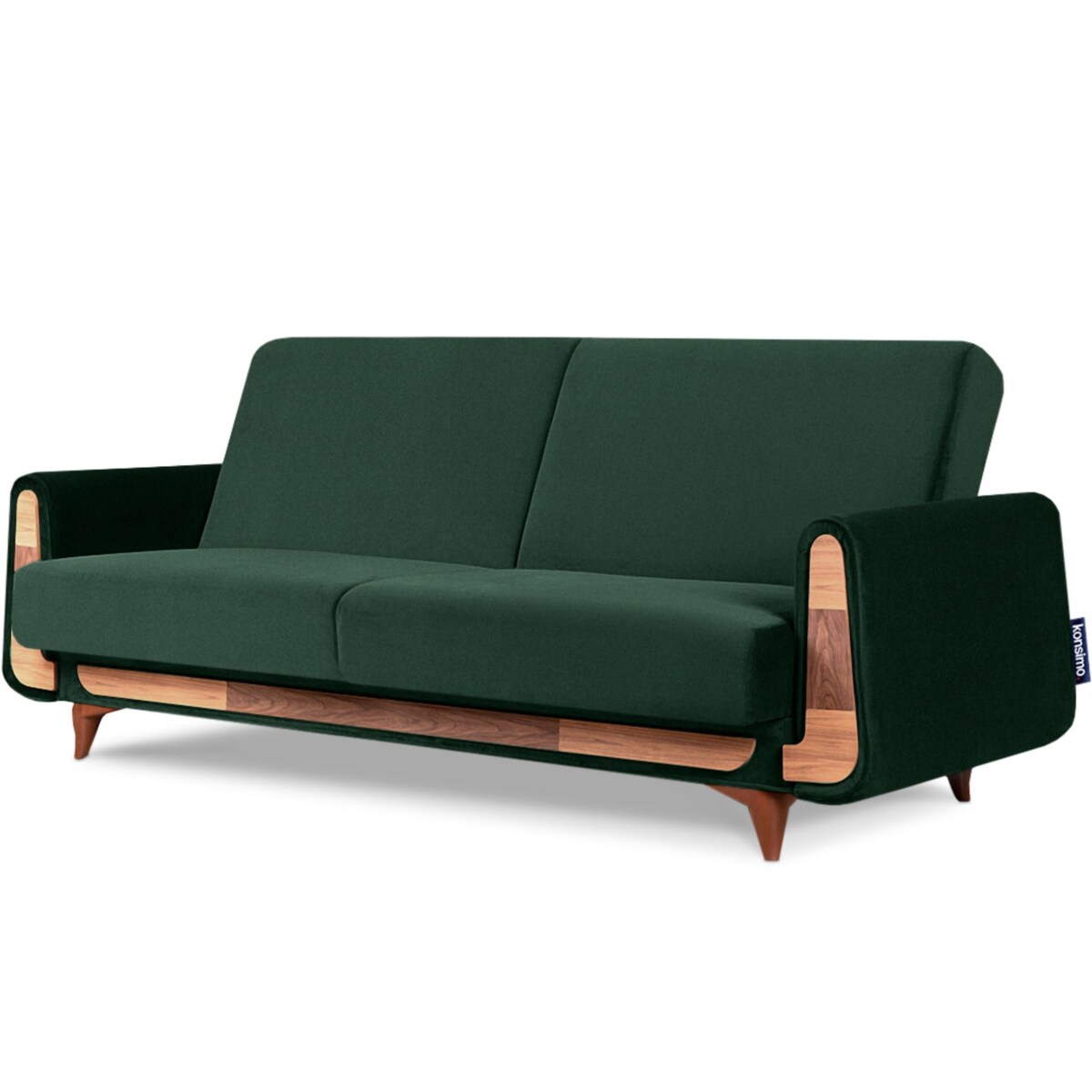 KONSIMO GUSTAVO Zielona aksamitna rozkładana sofa
