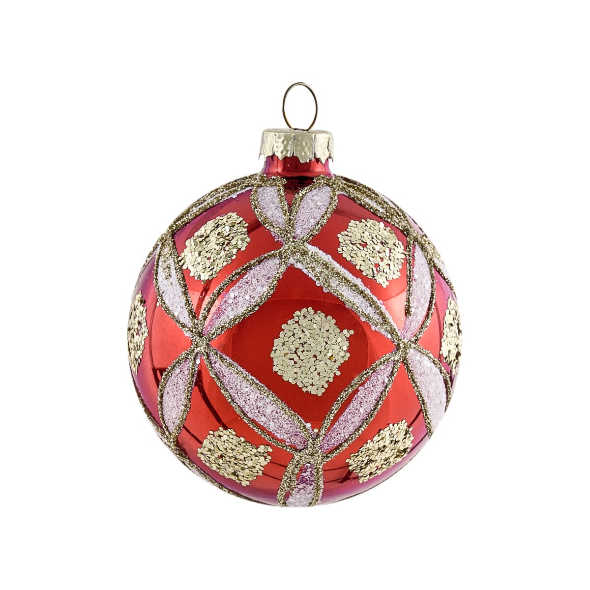 Zestaw 50 bombek SPARKLE Szkło Czerwony/ złoty