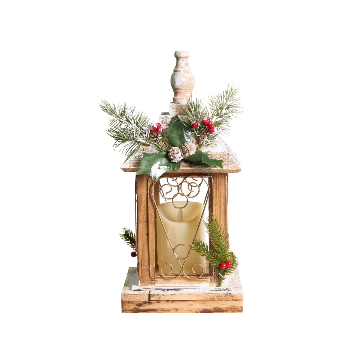 Lampion LED LED SAIMA Wzór świąteczny 40 cm Ciemnobrązowy