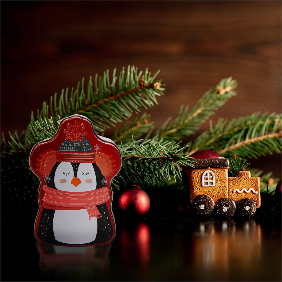 Puszka Na Pierniki Ciastka Herbatę Świąteczna Boże Narodzenie 9X13 Cm Pingwin