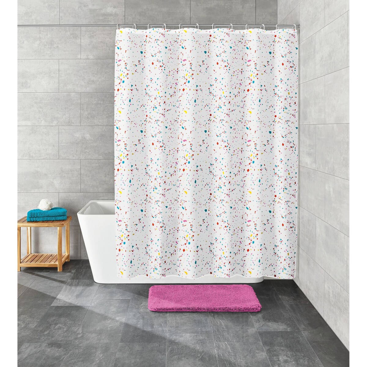 Kleine Wolke Confetti Ekologiczna Zasłona prysznicowa Multicolor 180x200 cm PEVA bezzapachowa