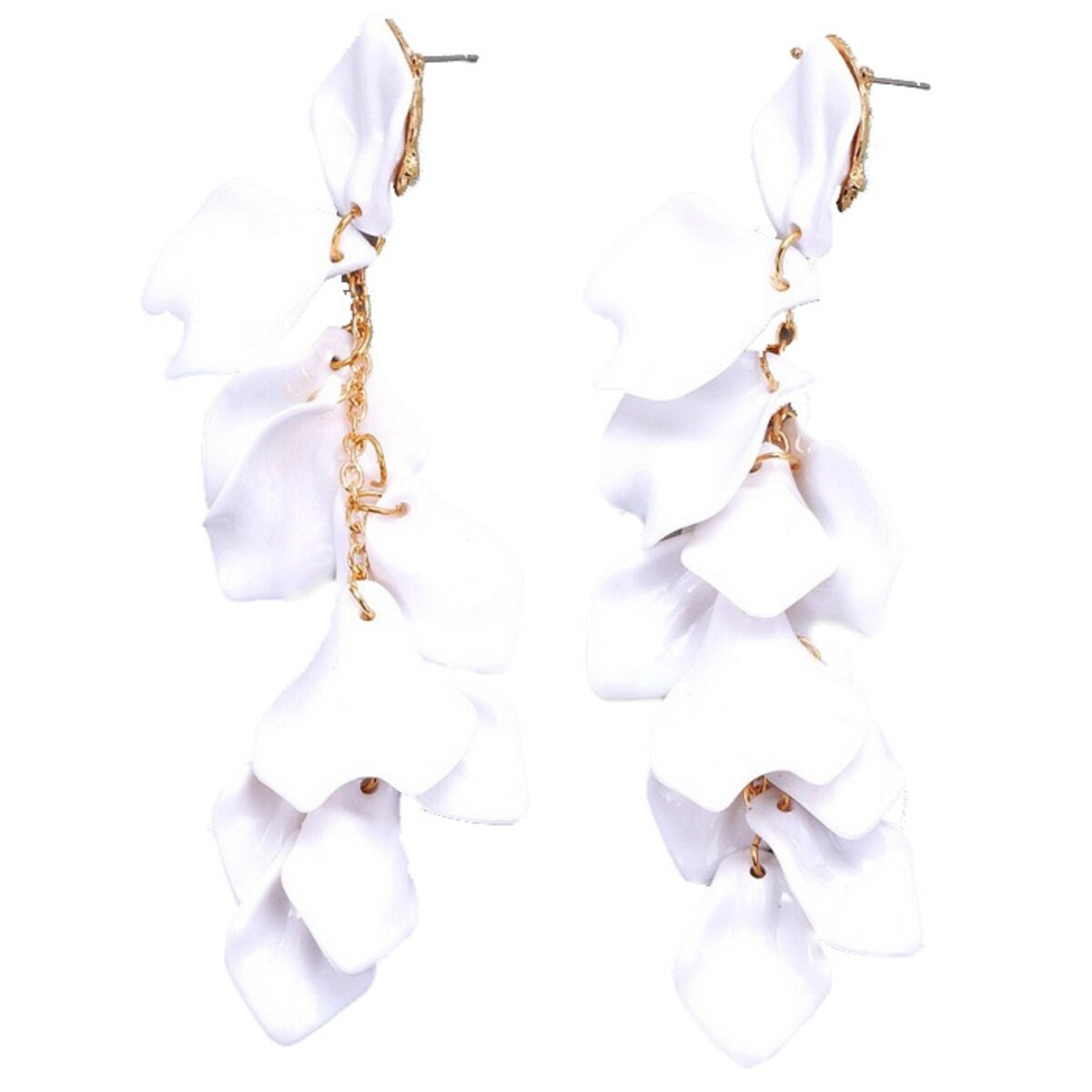 Kolczyki białe listki długie