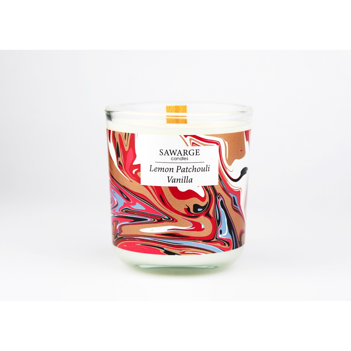 Świeca Zapachowa Sojowa / Drewniany Knot /40h/Cytryna Paczula Wanilia 200g