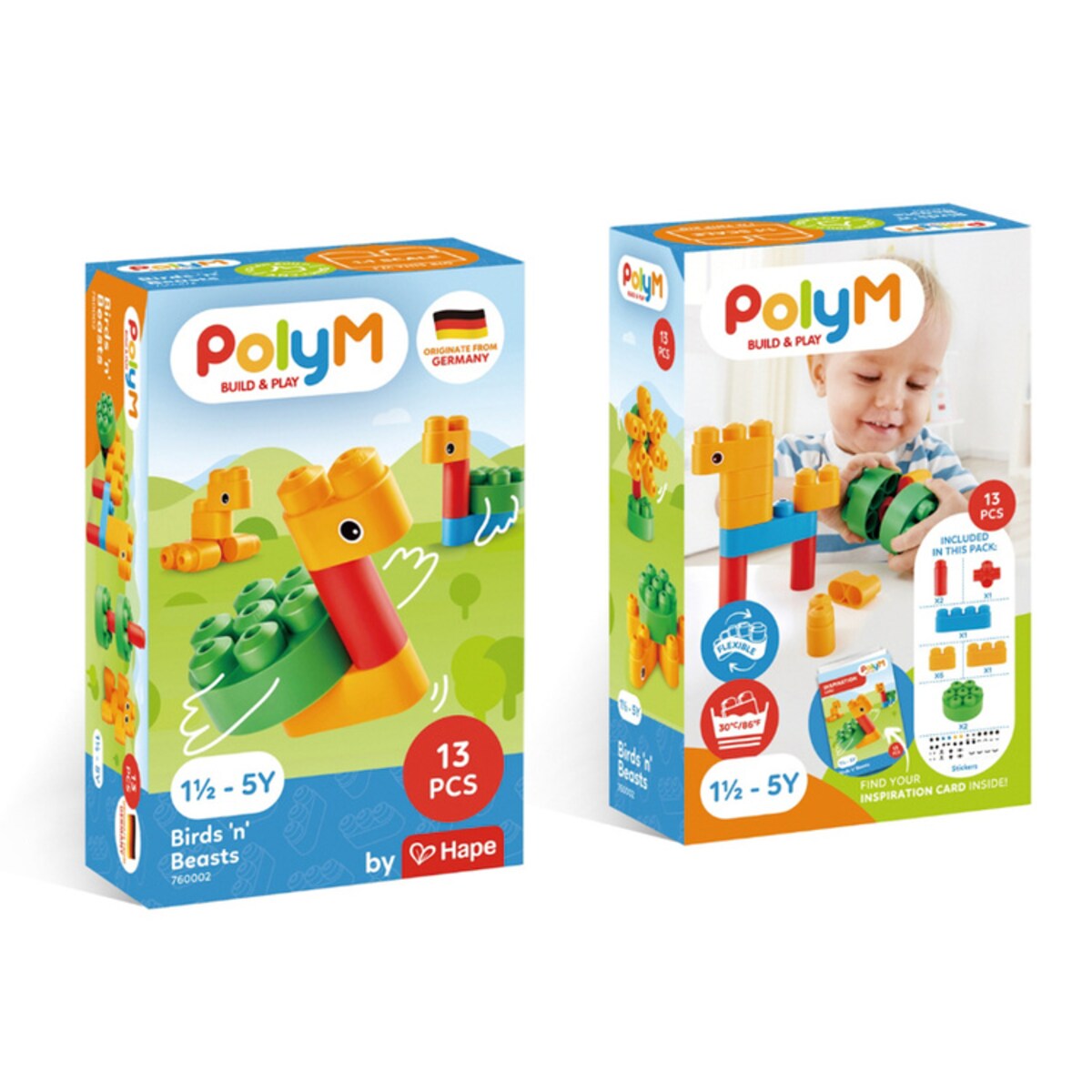 Miękkie Klocki Konstrukcyjne Ptaki i Zwierzęta 13 el. 18m+ PolyM