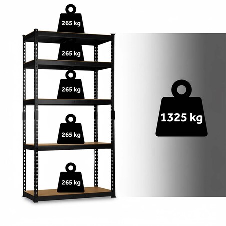 Regał metalowy magazynowy Humberg HR-854 czarny 183 x 90 x 40 cm 4854