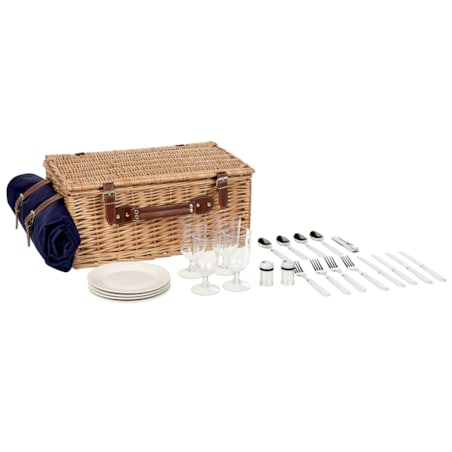 Kosz piknikowy z wikliny dla 4 osób naturalny CREPES