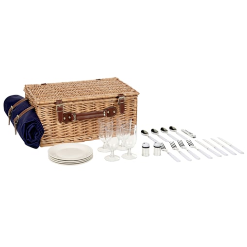 Kosz piknikowy z wikliny dla 4 osób naturalny CREPES