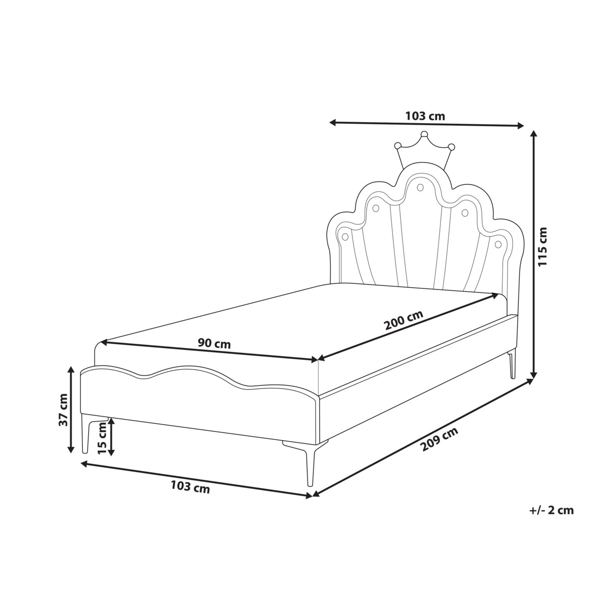 Łóżko Welur RUBIAN 90 x 200 cm Z LED Różowy