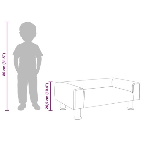 vidaXL Sofa dla dzieci, brązowa, 70x45x26,5 cm, aksamitna