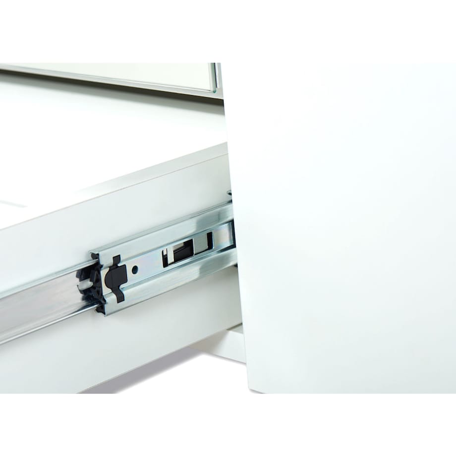 KONSIMO FRISK Biała szafa z lustrzanymi drzwiami w stylu skandynawskim