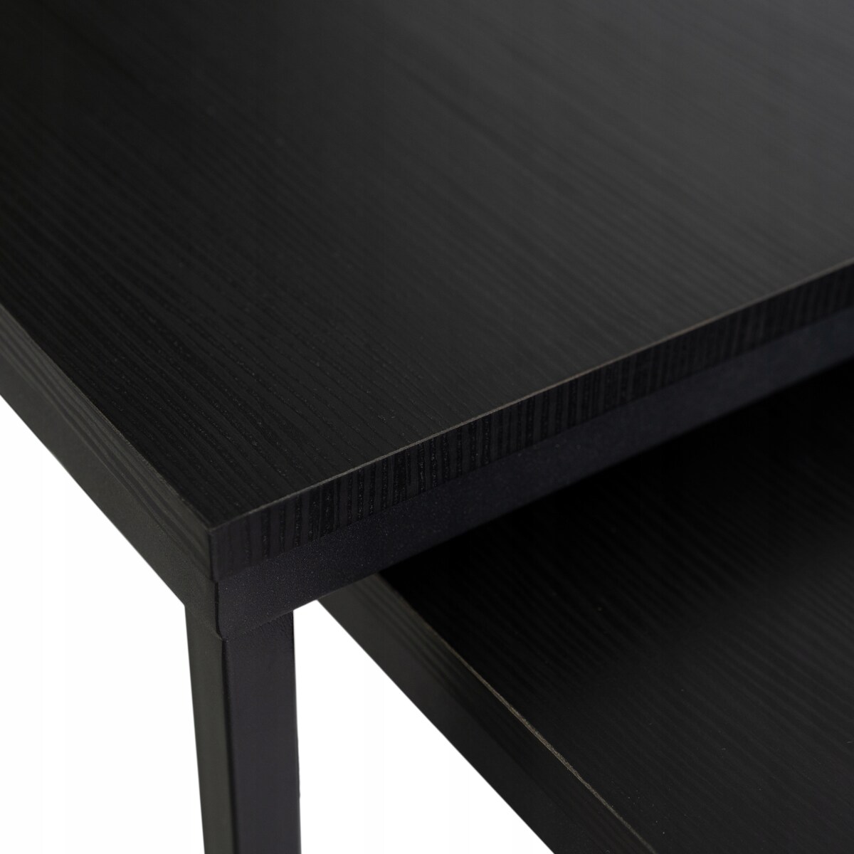 Stolik Kawowy Czarny Kwadratowy 2w1 Ława Loft Czarna Industrialna TEVET