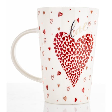Kubek porcelanowy 440 ml z czerwonym sercem 13x13x8,5 cm AMAR