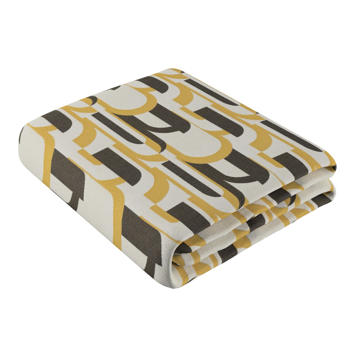 Pled narzuta 220x260cm 220x260 czarno-żółte wzory na kremowym tle