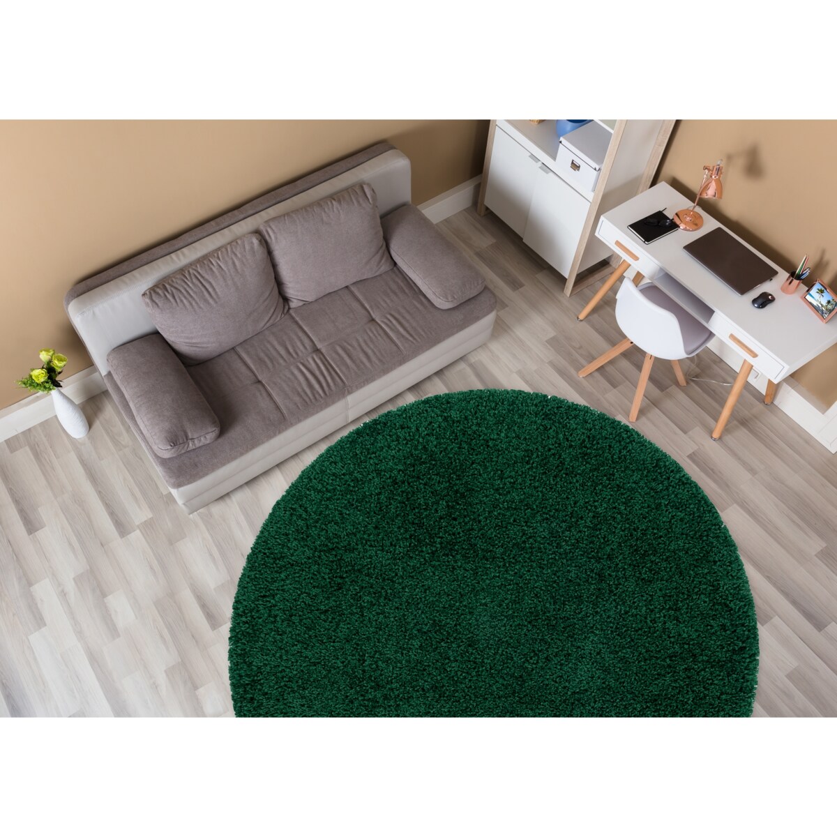 Dywan SOFFI koło shaggy 5cm butelkowa koło 120 cm