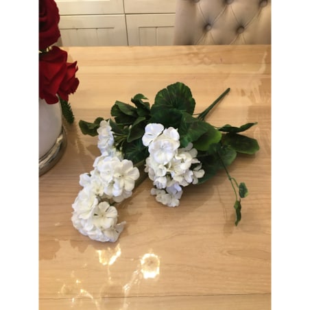 PELARGONIA sztuczna białe kwiaty DO DONICZKI wazonu wiosenne BUKIET stroik