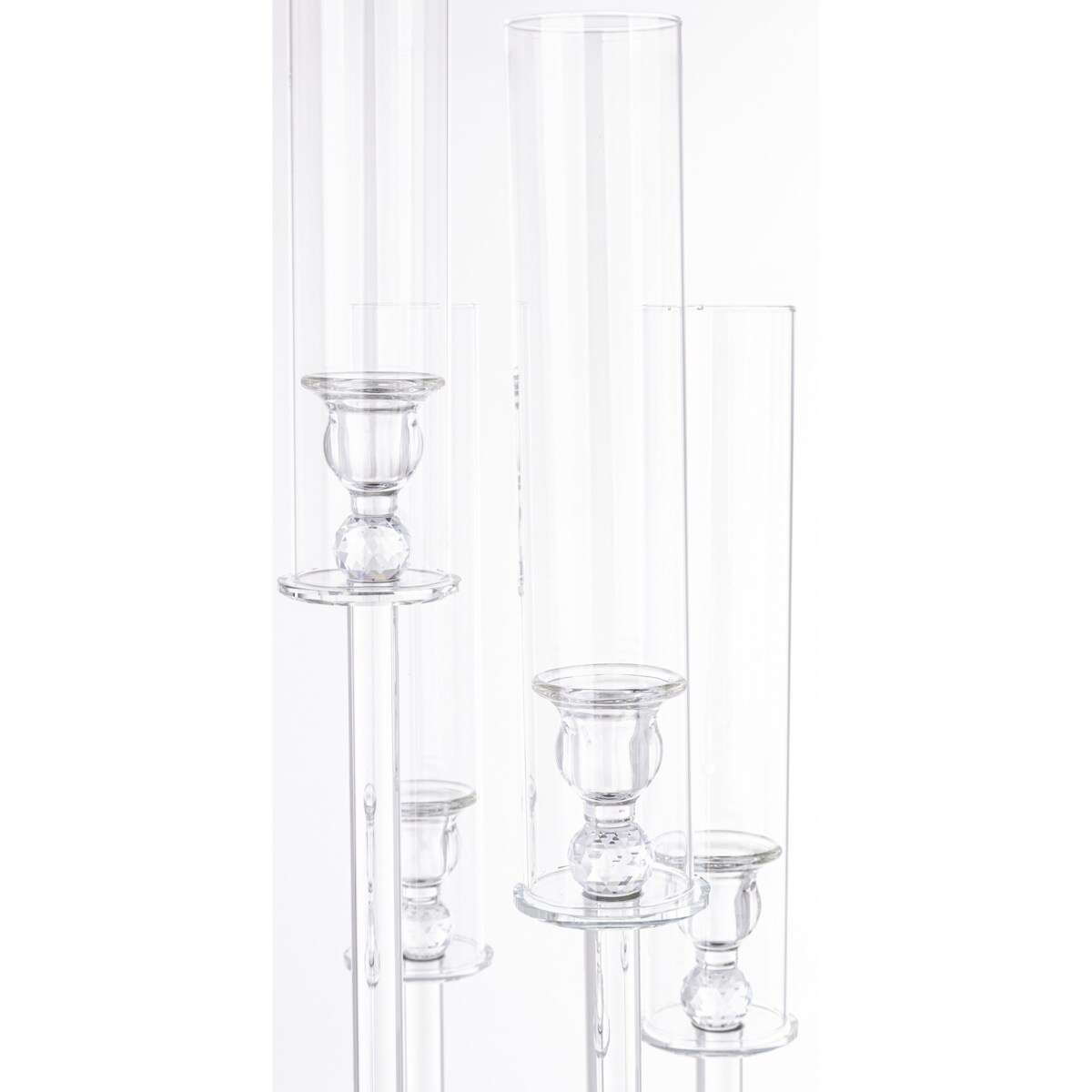 Świecznik ozdobny szklany na 5 świec 104x33x20 cm MULTISY transparent