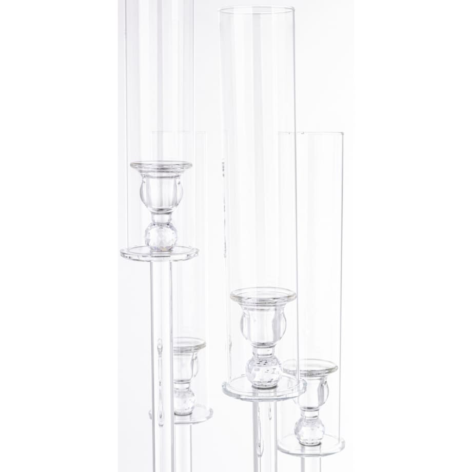 Świecznik ozdobny szklany na 5 świec 104x33x20 cm MULTISY transparent