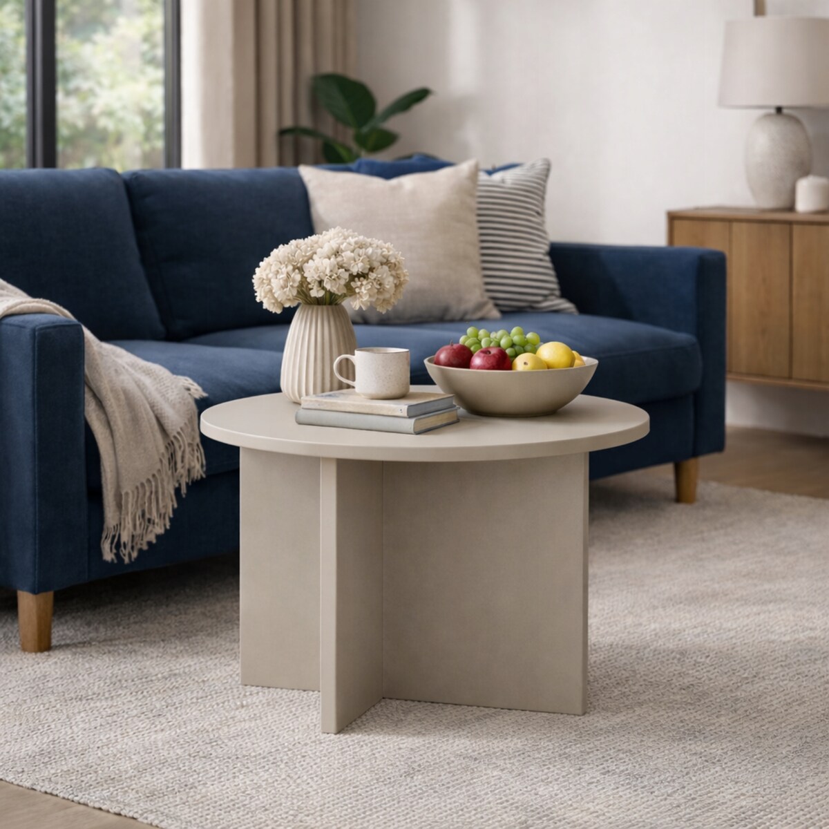 Stolik Kawowy TAVO Kaszmir 70 cm Okrągły Japandi Nowoczesny Do Salonu