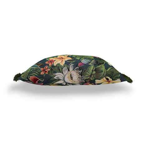 Zielona poduszka dekoracyjna w kwiaty lotosu 50x30