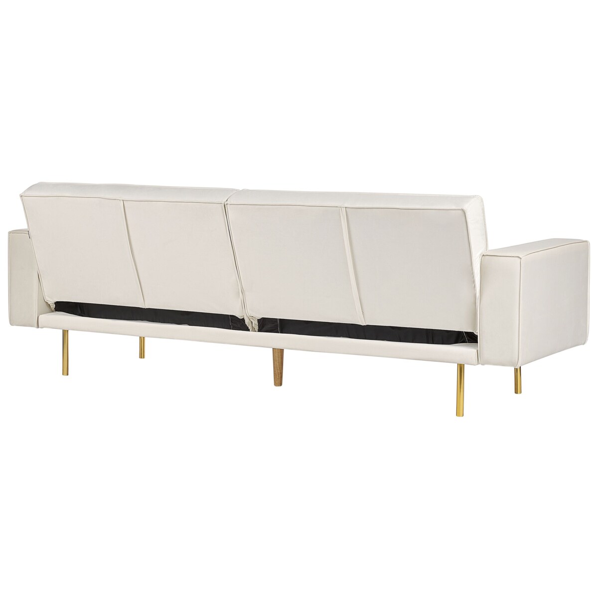 Sofa rozkładana welurowa złamana biel VISNES