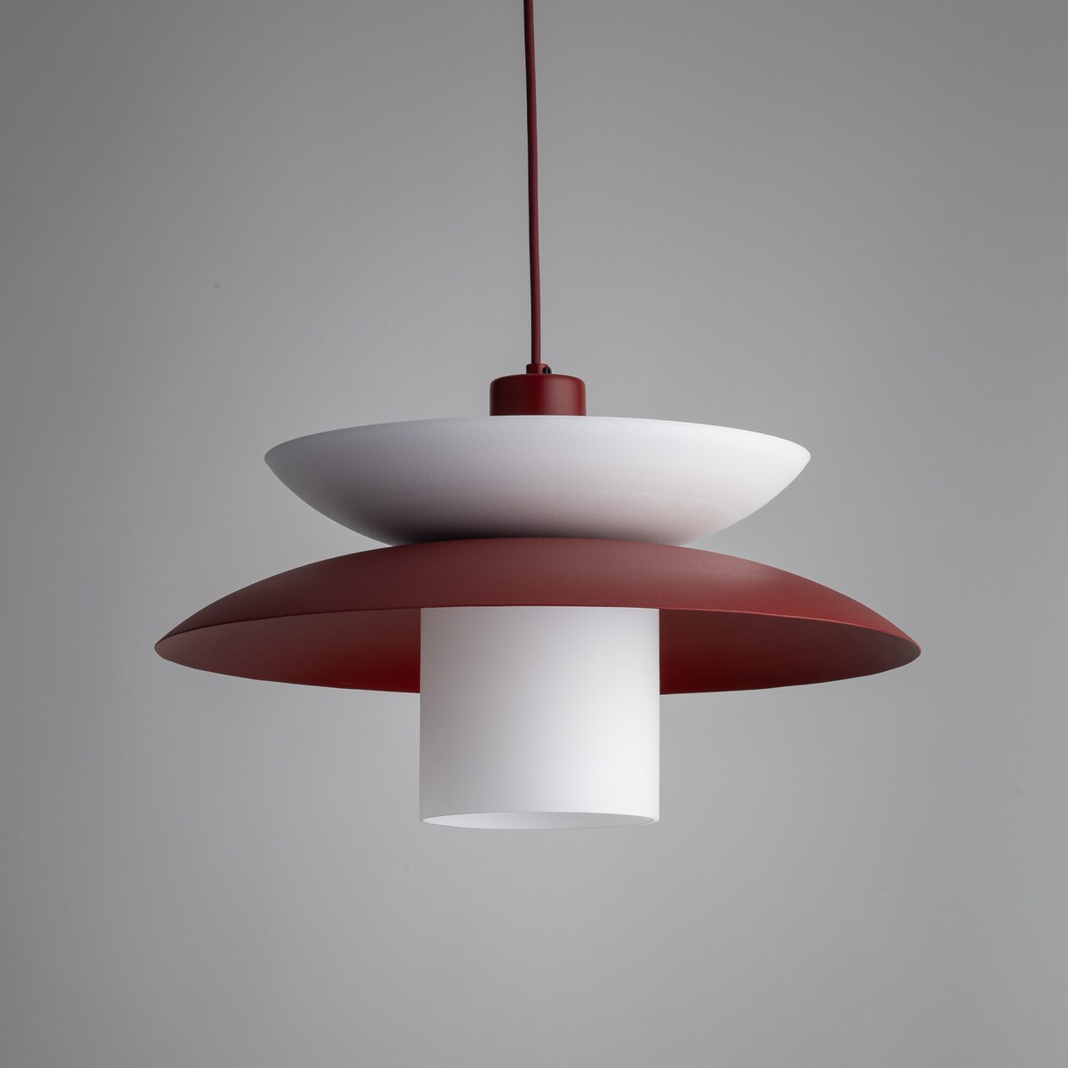 Lampa Wisząca Tk Lighting Verado Burgundowa Biała Metalowa Z Kloszem