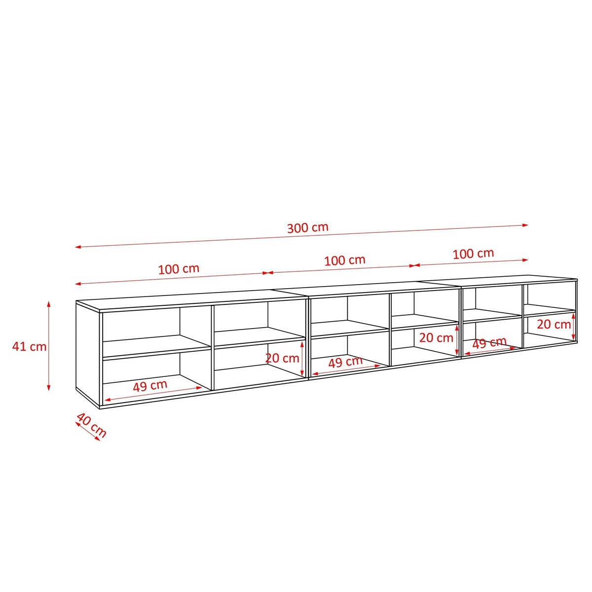 Szafka RTV NOELI 300 cm zamknięta do salonu, ryflowana- artisan+biały