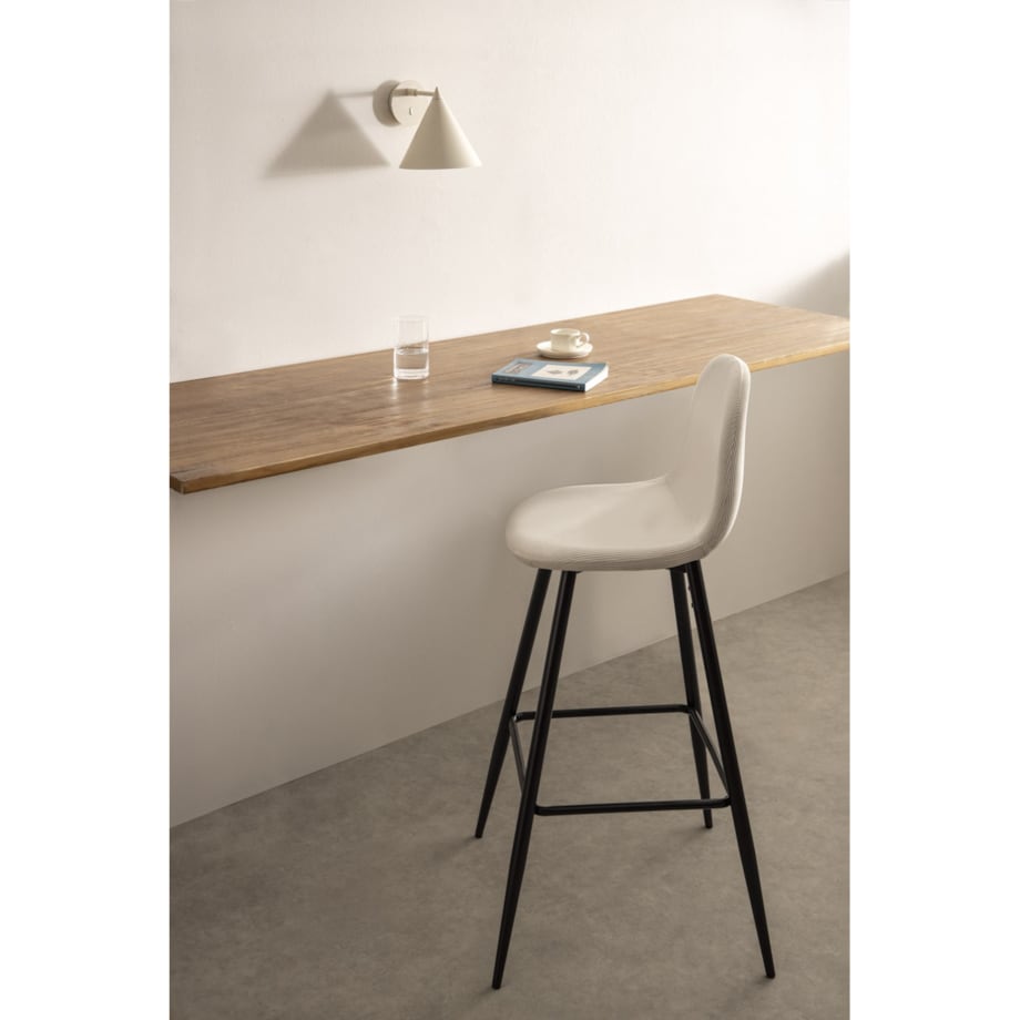 Krzesło barowe sztruksowe, metalowe nogi 75 cm Glamm