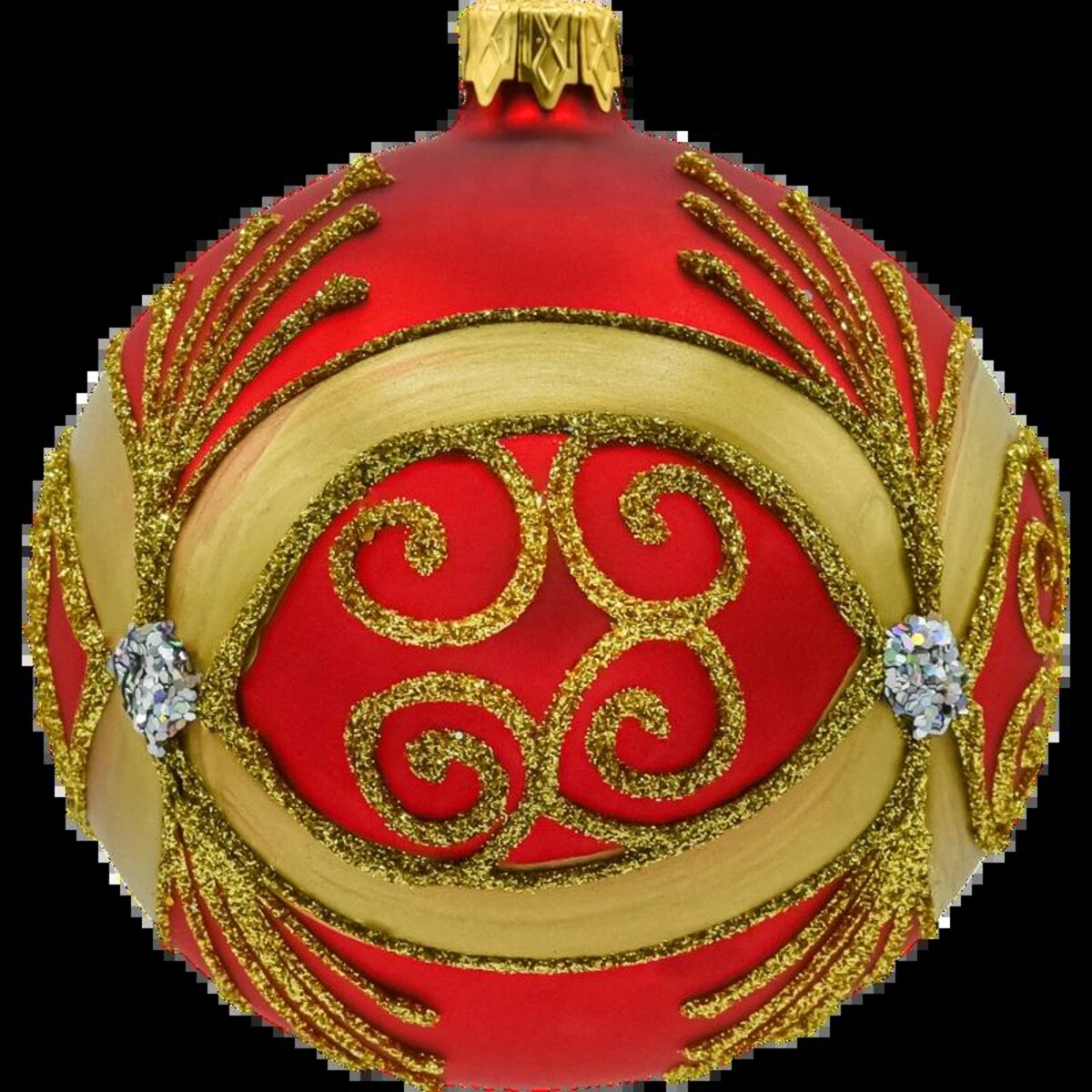ZESTAW 6 szt.: Bombka czerwona ze złotymi zdobieniami: 6 sztuk
