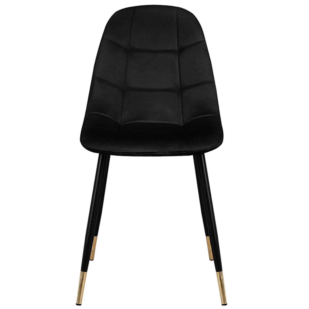 Krzesło tapicerowane czarne pikowane welurowe do salonu złote nogi