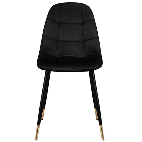 Krzesło tapicerowane czarne pikowane welurowe do salonu złote nogi