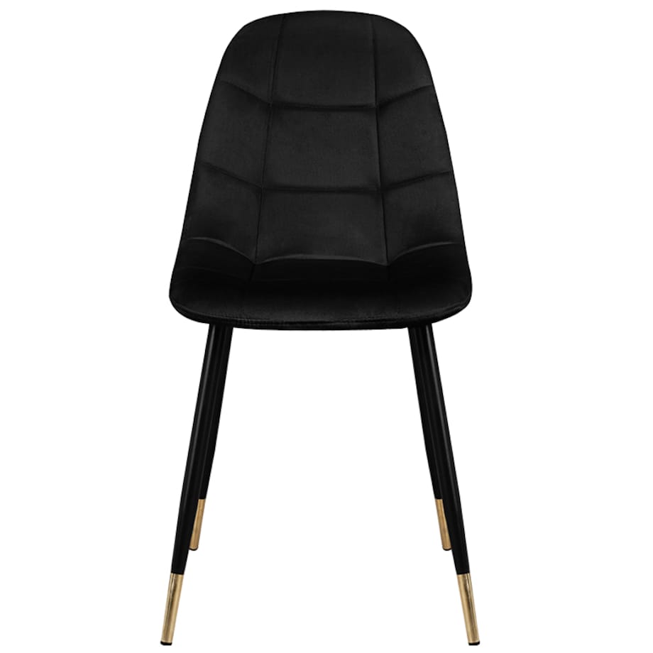 Krzesło tapicerowane czarne pikowane welurowe do salonu złote nogi